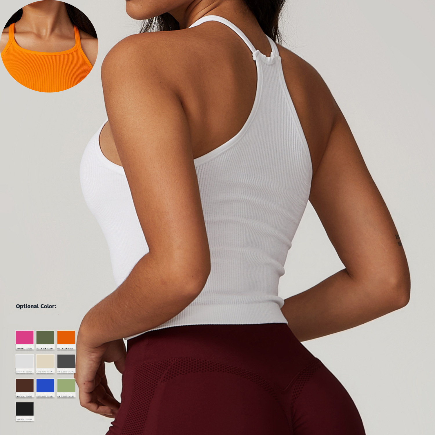Hot Selling High Quality Yoga Top for Women Quick Dry Solid Ribbing Sport Tops for Women Casual Gym Workout Fitness Wear