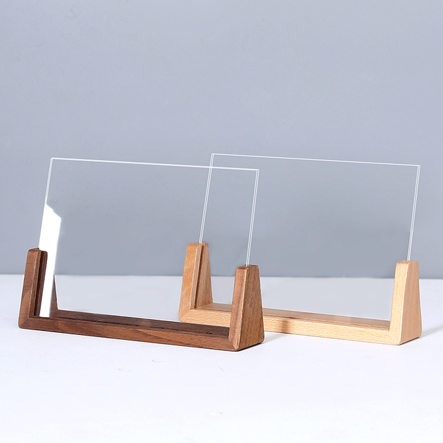 High Quality Walnut Wooden Acrylic U-Shaped Table Solid Wood Photo Display Frame