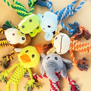 Jouet à mâcher pour chien en coton-poly premium personnalisé, jouet interactif de luxe pour chien, corde à tirer colorée, jouet en peluche qui couine pour chiens - Product Image 2