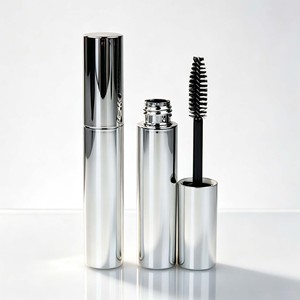 Tube de mascara vide en argent, cylindre en plastique pour mascara avec brosse, emballage personnalisé pour sérum cosmétique pour cils - Product Image 1