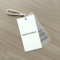 Étiquette personnalisée imprimée en papier couché 300g, écologique et recyclable, pour bagages, vêtements et chaussures