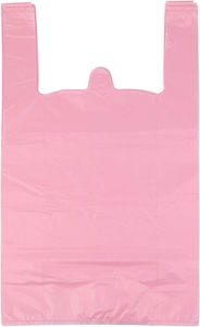 Bolsas de Camiseta Reciclables de HDPE Rosa con Asas Impresas en Serigrafía para Uso Comercial o Personal - Product Image 4