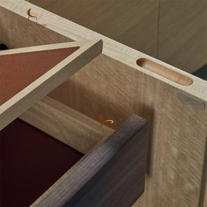 Meuble console de salon en bois massif de noyer, design moderne artisanal, avec résine époxy, pour villa, style rivière et océan - Product Image 2