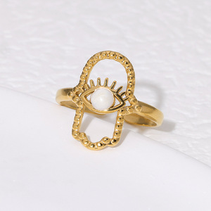 PVD 18k позолоченное кольцо из нержавеющей стали с эмалью - Product Image 4