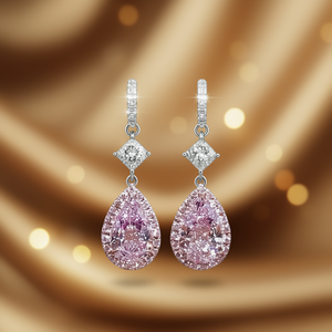 Orecchini di Lusso con Diamanti Rosa, Oro Bianco, Taglio a Pera, Colore D Naturale, Certificati GIA, Gioielli da Sposa per Donne - Product Image 2