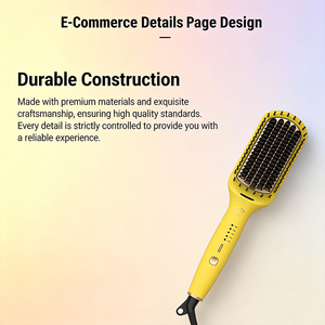 Brosse lissante ionique 2-en-1 professionnelle en bambou ultra-lisse pour usage domestique, <span class=keywords><strong>peigne</strong></span> électrique <span class=keywords><strong>anti</strong></span>-<span class=keywords><strong>poux</strong></span> tendance, vente en gros - Product Image 3