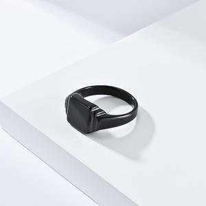 Minimalist Geometric Square Titanium Steel <b>Ring</b> Unisex Gold Black Silver Jewelry Gift - Product Image 4