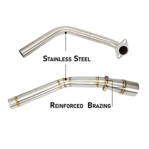 Universal Connection With Bend Fit Silencer Stainless Steel Slip On Mid Exhaust Pipe Front Middle Muffler Motorcycle Bend Pipe