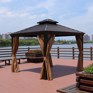Gazebo Moderno Minimalista da Esterno, Padiglione Parasole per Cortile, Tenda da Giardino in Lega di <span class=keywords><strong>Alluminio</strong></span>, Gazebo a Quattro Lati, Piccola <span class=keywords><strong>Casetta</strong></span> in Legno - Product Image 5