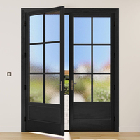 Porte double en aluminium sur mesure OUNA avec design en grille, porte en verre insonorisée pour entrée résidentielle