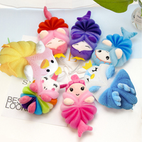 Boules de bain en maille pour enfants Rose Blue Shark Cartoon Design Shower Loofah Body Scrubber Skin Pouf pour le bain des enfants