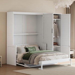 <span class=keywords><strong>Muebles</strong></span> de Hotel para Apartamentos Pequeños que Ahorran Espacio, Cama Murphy Tamaño Queen con Armario, Cama Murphy Moderna de Madera con Armario y Cajones - Product Image 3