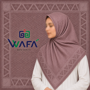 Pañuelo Cuadrado Jacquard Liso Wafa con Diseño Enmarcado, Mezcla de Poliéster y Viscosa, 110x110 cm, Acabado Mate, Pañuelo para la Cabeza de Mujer - Product Image 2