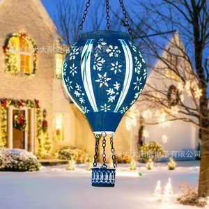 Solar Powered Snowflake Hot Air <b>Balloon</b> Light Outdoor Christmas <b>Decoration</b> Waterproof Plastic Lantern White Led Ip65 - Product Image 1
