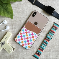 Dompet Kartu Kredit Motif Kotak-Kotak Crazybison Grosir/Kustomisasi, Desain Terbuka, Dompet Ponsel untuk Penggunaan Sehari-hari 10x7cm Tebal 3mm