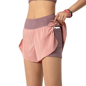 <span class=keywords><strong>Short</strong></span> de course 2 en 1 pour femmes <span class=keywords><strong>Short</strong></span> léger à séchage rapide Gym Athletic Training Yoga <span class=keywords><strong>Short</strong></span> avec <span class=keywords><strong>poche</strong></span> pour téléphone - Product Image 2
