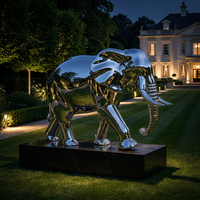Escultura de Elefante de Acero Inoxidable Pulido a Espejo, Estatua de Animal de Metal Grande para Decoración de Jardín o Plaza