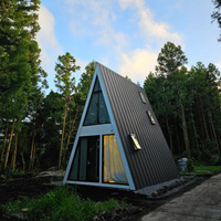 Dormitorio personalizado de dos pisos, cocina, casa triangular, estructura de acero resistente a terremotos casa prefabricada en el bosque