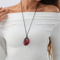 Minimaliste réglable corde creux irrégulière résine pendentif collier pour femmes à la mode dames colliers mode bijoux accessoires