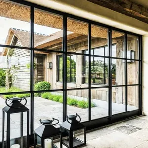 House Exterior Transparent Glass Wall Villa Decorative Partition Glass Steel Window Curtain Wall Design