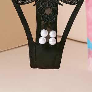 กางเกงในลูกไม้เซ็กซี่ประดับมุกสีดำสำหรับผู้หญิงไซส์ใหญ่ - Product Image 4