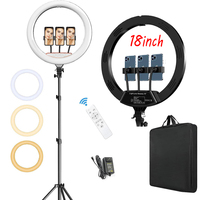 Ring Light Fotografi Profesional Berkualitas Tinggi 18 Inch LED 50W Dapat Diredupkan Dengan Tripod Stand Tas Penyimpanan Right Light