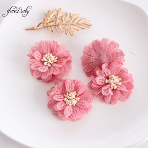 Diadema de moda con flores de tela Floral de gasa Artificial sólida de 4,5 CM, accesorios con <span class=keywords><strong>estambre</strong></span> para ropa y diademas - Product Image 5