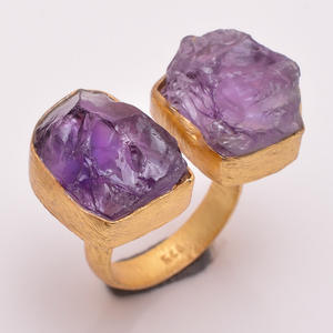 Bague en argent faite à la main avec pierre précieuse naturelle, bague en kyanite verte brute naturelle plaquée or, grossiste en bijoux en argent 925 - Product Image 2