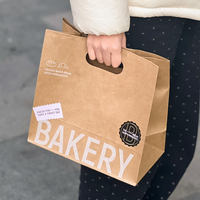 Sacs en papier kraft biodégradables personnalisés avec logo pour le pain et les aliments à emporter, écologiques, durables, pour la pâtisserie et l'emballage alimentaire