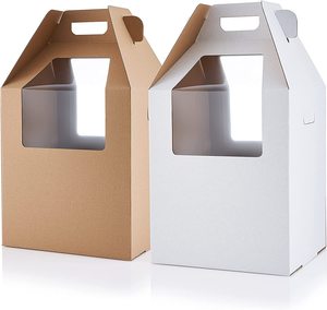Wholesale Corrugated Wedding 6 8 10 12 14 Inch Custom White Tall Clear Disposable Kraft Paper Cake Box With Front Window