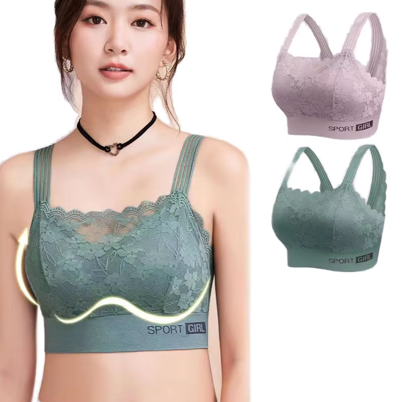 Women's Sexy Lace Underwear: Wireless, Push-up, Anti-slip Sports Seamless Bra with Beautiful Back Design