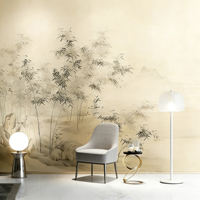 Grande Tela Murale in Stile Chinoiserie con Motivi Auspiciosi, Impermeabile, Stampata UV, Ecologica, ad Alta Definizione, Senza Cuciture