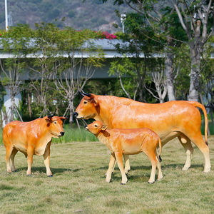Soporte Oem resina granja vacas ganado a la venta/tamaño real amarillo ganado estatua Prop/fibra de vidrio 2M altura jardín ganado <span class=keywords><strong>escultura</strong></span> - Product Image 4