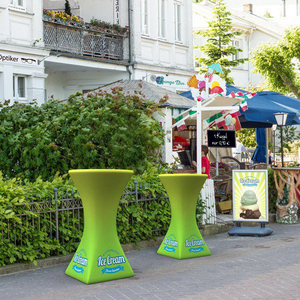 Biểu tượng tùy chỉnh vòng bảng vải quảng cáo triển lãm Spandex Cocktail bảng Bìa - Product Image 4