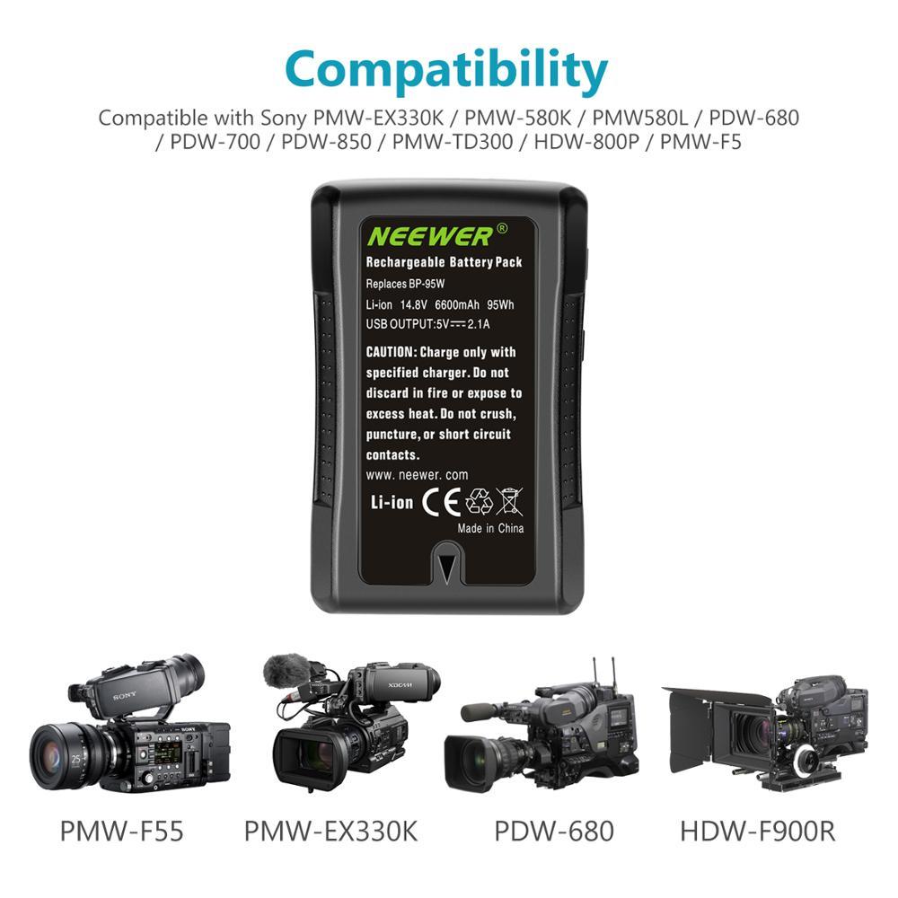 2 Batterie V-Mount 95Wh 14.4V 6600mAh Per Videocamere Broadcast | Con USB-C E D-Tap Per Accessori
