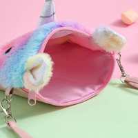 Bolso Bandolera de Peluche con Diseño de Unicornio Arcoíris Degradado, Linda Bolsa de Hombro Peluda