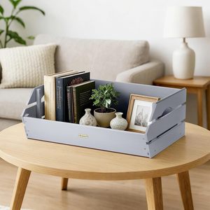 Wooden <b>Storage</b> <b>Tray</b> Rectangle Painted Multifunctional For Books And Decor Items - Product Image 1