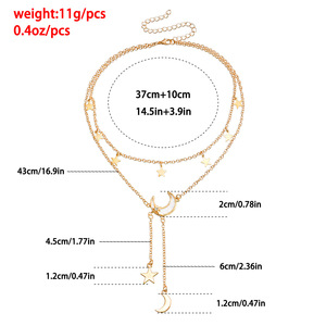 Châu Âu và amrican cross-bordr jwlry thời trang y-shapd doubl layr dài tassl Sao crscnt cho womn NICH <span class=keywords><strong>mtal</strong></span> - Product Image 5