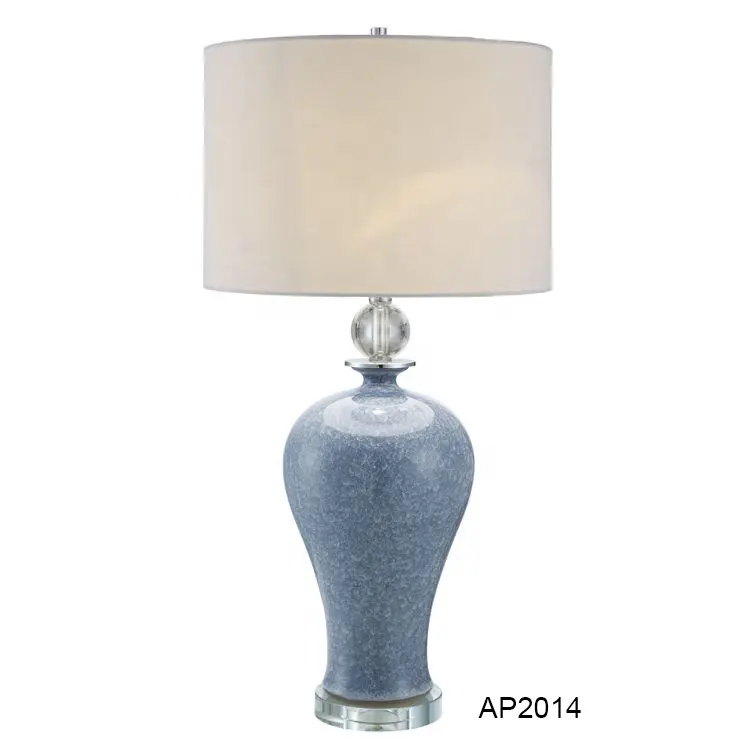 Винтажные синие керамические Роскошные Настольные лампы для гостиной с кристаллическим основанием и уникальным дизайном