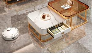 Trung Quốc nhà máy phòng khách sắt nghệ thuật Bàn cà phê Vàng Bàn cà phê vuông kính hiện đại Bàn cà phê - Product Image 5