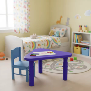 Triangle Kids Plastic Table and <b>Chairs</b> Set Toddler Home Furniture Lightweight Durable Playroom <b>Study</b> Dining - Product Image 4