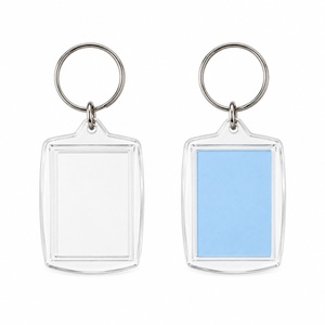 Llavero de acrílico transparente con marco para foto, aproximadamente 6x4cm, anillo dividido en blanco, logotipo personalizado, impresión UV, grabado láser, promocional, al por mayor - Product Image 1