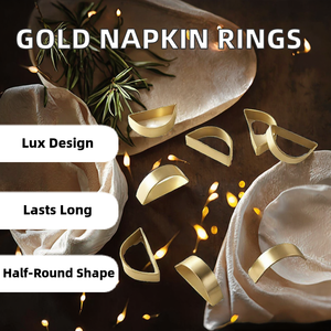 Set di Anelli <span class=keywords><strong>Portatovaglioli</strong></span> Moderni di Lusso in <span class=keywords><strong>Oro</strong></span> Opaco, Decorazioni per Matrimoni, <span class=keywords><strong>Portatovaglioli</strong></span> in Metallo Stile Semicircolare - Product Image 3