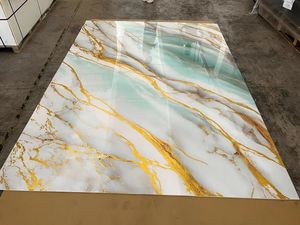 Panneau mural et plaque en PVC imitation marbre 4x8 pieds, finition brillante avec revêtement UV, <span class=keywords><strong>prix</strong></span> de gros - Product Image 5