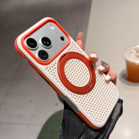 Casing Magnetik Anti Benturan dengan Stand Putar 360 Derajat untuk iPhone 13 14 15 16 17 18 Pro Max, Pelindung Hybrid TPE 3D Mesh Bernapas