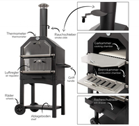 Barbecue au charbon de bois d'extérieur, four à pizza au feu de bois pour patio et jardin