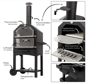 Griglia a Carbone per Esterni con Camino, Forno per Pizza a <span class=keywords><strong>Legna</strong></span> per Patio e Giardino - Product Image 3