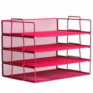 <b>Desktop</b> Letter Tray File Organizer Sorter Desk Document Organizer <b>Shelf</b> Tray Magazine Holder 4 Tier Stackable Heavy Duty Metal - Product Image 1
