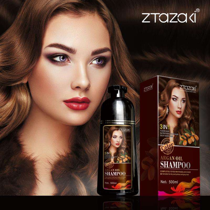 Ztazaki 500ml Black Hair Dye Shampoo - Fast 5-Minute Color
