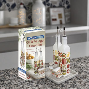 Juego de vinagreras de aceite y vinagre de vidrio para comedor de cocina con vertedor de acero inoxidable, pimentero de Metal con tapa de coctelera, caja empaquetada - Product Image 2